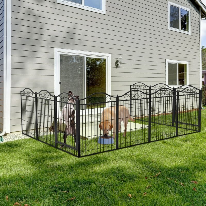 Dog Playpen, 8 Panels Playpen 32 Inch Height in Heavy Duty, Folding Indoor Outdoor Anti-Rust Dog Exercise Fence Portable 3