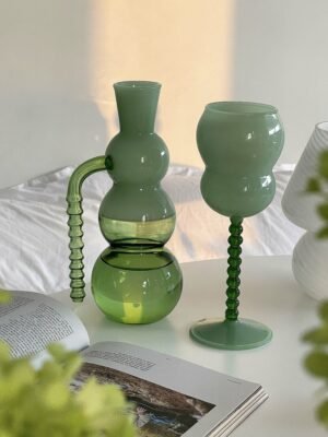Homemade Creative Decanter Summer Kettle Set Colored Glass Cup High Foot Vintage Cup Wine Cup Shot Glasses Set Goblet 1