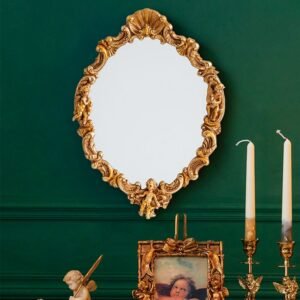 Desk Vintage Vanity Round Cosmetic Table Wall Mirror Bathroom Floor Makeup Mirror Decoration Home Bedroom Spiegel Boho Decor 1