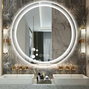 Extra Large Round Bathroom LED Vanity Mirror, UL Certified, Anti-Fog Dimmable Lights IP54 Waterproof Circle Makeup Wall Mounted 1