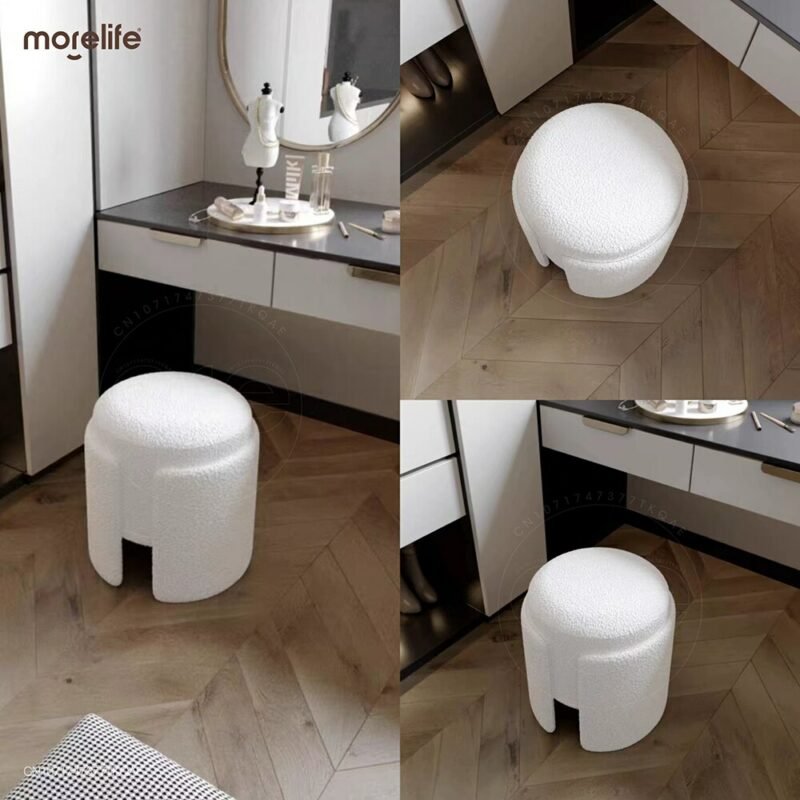 Nordic Luxury Dressing Chair Modern Simple Makeup Stool Household Bedroom Small Family Type Minimal Back Makeup Stool 3