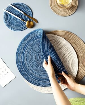 Mat Kitchen Table Plate Mat Drying Dishes Woven Coaster Heat Pad Household Table Placement Mat Macarons Popular 2021 FULLLOVE 1