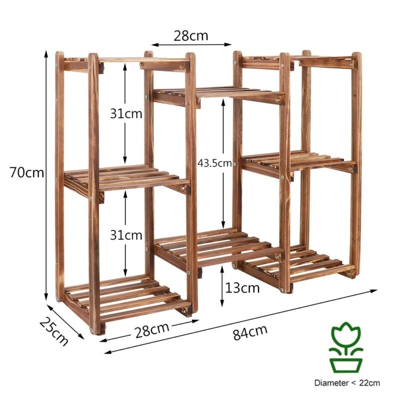 Wooden 8 Tiers Garden Plant Stand Indoor Outdoor Potted Flowers Storage Planters Display Rack for Greenery Plants 6
