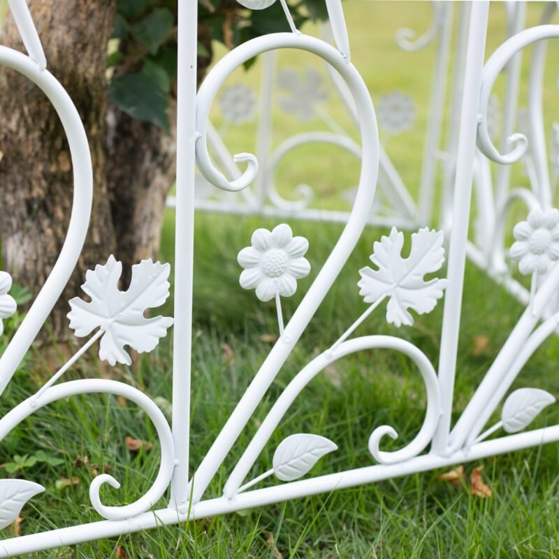 5 Pack Decorative Garden Fence For Landscaping White Panels Rust Proof Metal White 6