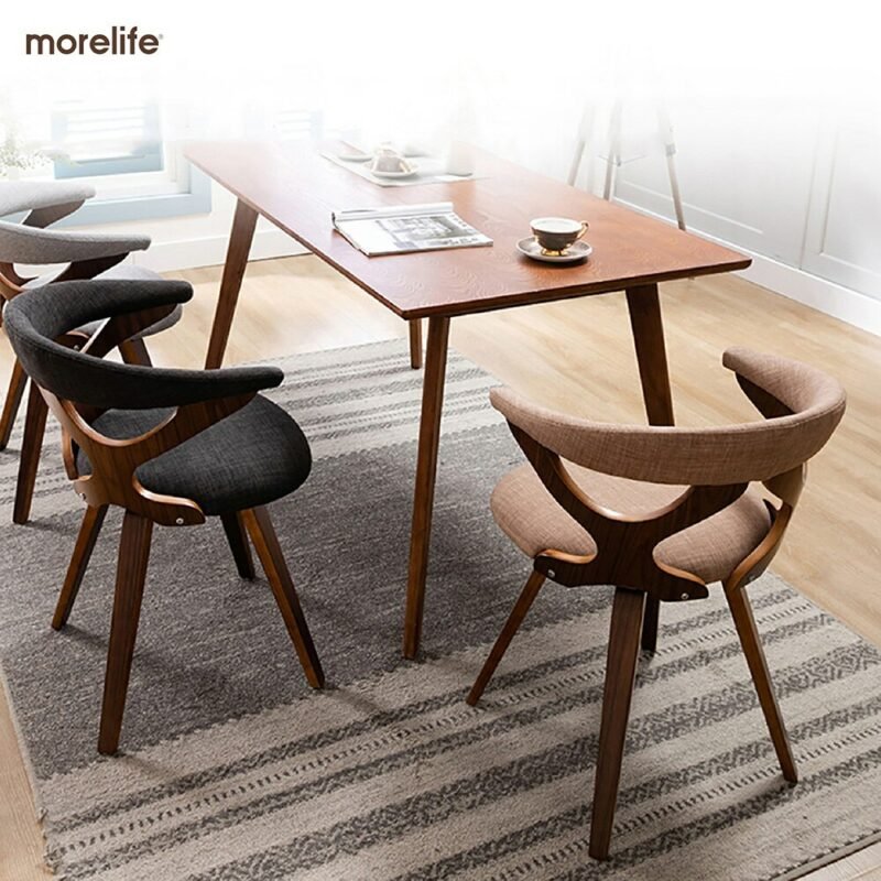 Nordic Modern Solid Wood Dining Chair Leisure Chair Computer Study Cffice Chair Restaurant Simple Dining Chair Oxhorn Chair 5