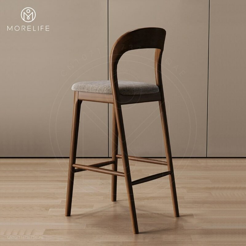 Nordic designer solid wood bar chair Reception chair Coffee chair Simple high chair Cashier desk chair Island table Dining chair 4