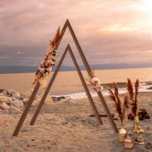 Wedding Arch Stand: 2 Pack Wooden Wedding Ceremony Arch Decor Backdrop Frame Stand for Outdoor Garden Plants, Party Venue 1
