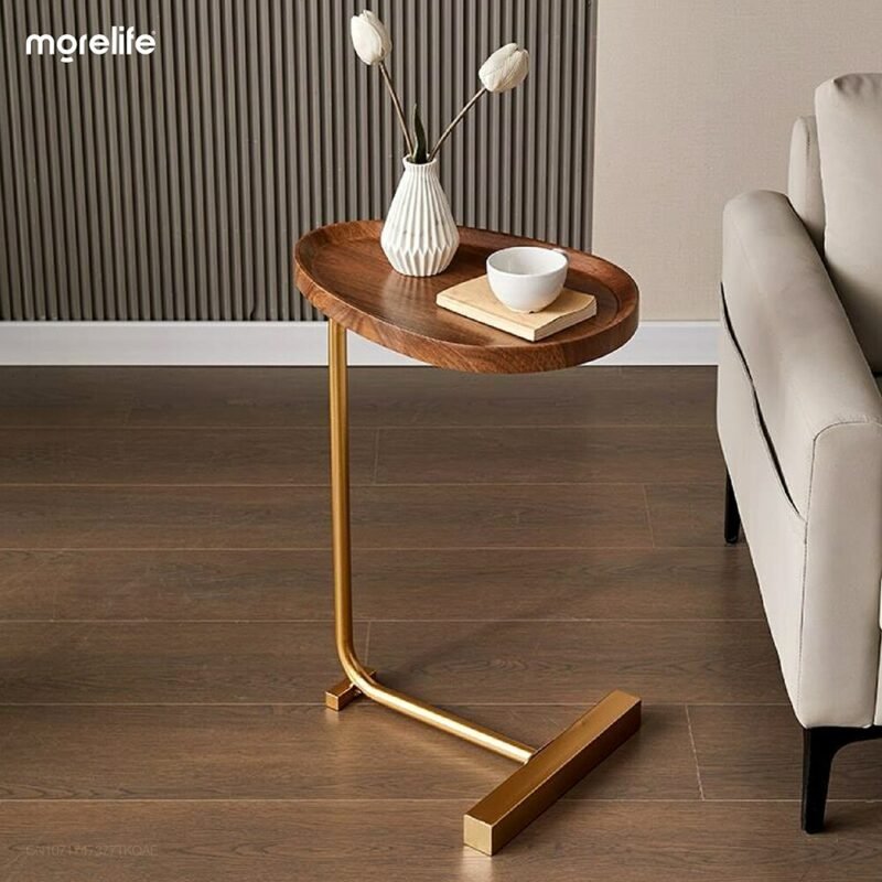 Simple Modern Side Table Sofa Corner Table Bedside Reading Oval Coffee Table Tea Solid Wood Counter Top Living room furniture 2