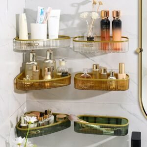 New Bathroom Wall Organizer Rack Shampoo Soap Drainer Shelf Punching-free Kitchen Wall Hanging Storage Box Spices Gadgets Holder 1