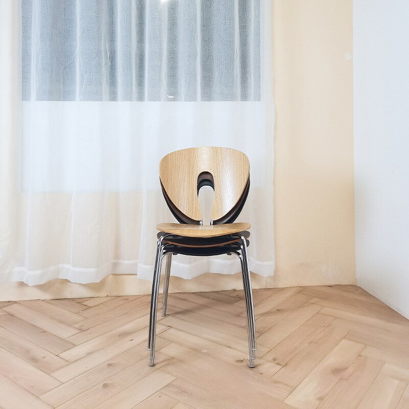 Nordic Home Small Apartment Dining Chair Modern Minimalist Backrest Shell Chair Retro Designer Cloak Chair Light Furniture 2023 4