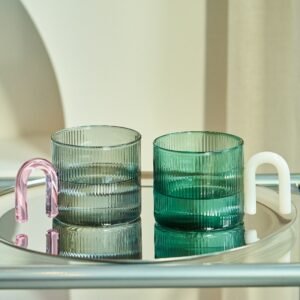 Colorful Handle Ripple Coffee Cup Heat resistance Glass Mug Milk Tea Office Cups Drinkware Birthday Gift coffee mugs 1