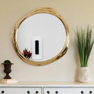 Bedroom Decorative Mirror Shower Round Wall Makeup Decorative Mirror Wooden Aesthetic Spiegel Home Decoration Luxury YY50DM 1