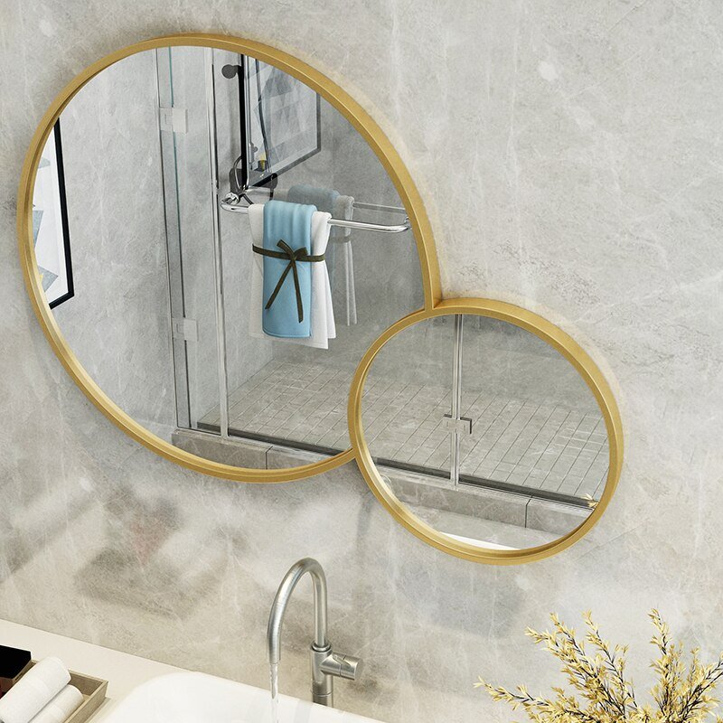 Round Modern Wall Mirror Decorative Craft Table Bathroom Mirror Glass Cosmetic Shower Adornos De Pared Bedroom Decoration 4