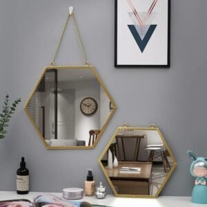 Nordic Makeup Decorative Wall Mirrors Bedroom Hexagon Vintage Gold Vintage Mirror Flexible Deco Salon Nursery Room Decor 1