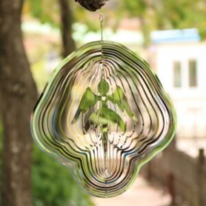 VOW Pets 2021 Stainless Steel Wind Chimes Angel Creative Shape 3D Spinner Rotating Garden Hanging Decoration 2021 New Popular 1