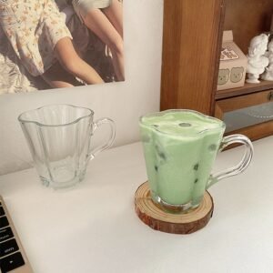 Flower Transparent Glass Coffee Cup Cute Cocktail Milk Tea Drinking Glass Breakfast Reusable Dessert Wedding Glass 1