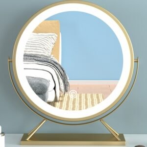 Modern Decorative Mirror Table Makeup Light Gold Desk Round Bathroom Decorative Mirror Vanity Espejos Con Luces Home Decor 1