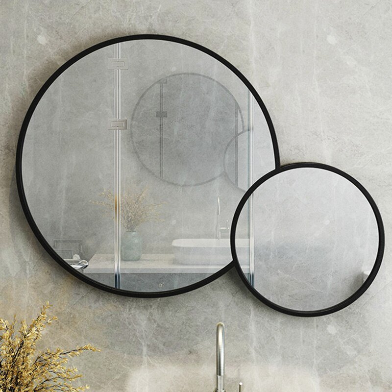 Round Modern Wall Mirror Decorative Craft Table Bathroom Mirror Glass Cosmetic Shower Adornos De Pared Bedroom Decoration 5