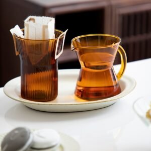 Amber Glass Milk Jug with Handle Small Milk Bottle Heat-resistant Glass Coffee Cup Brew Coffee Sharing Pot 1