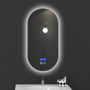 Smart Touch Screen Anti-fog Wall Hanging Bathroom White Light Led Lamp Mirror Oval Frameless Explosion-proof Bathroom Mirror 1