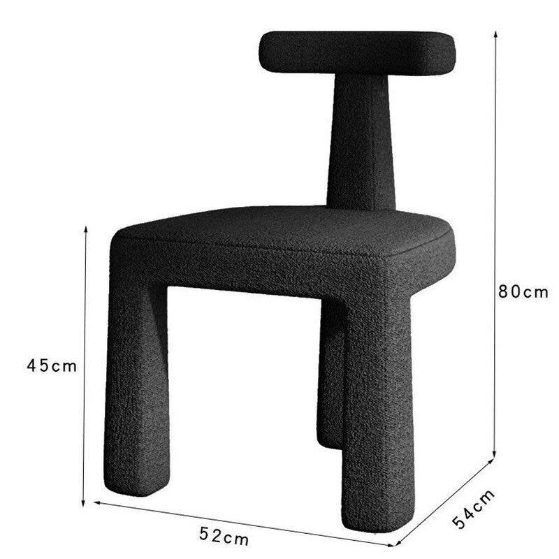 FULLLOVE Household Wabi-Sabi Style Backrest Dining Chair Makeup Chair Lambswool Designer Cafe Light Luxury Simple Chair New 2023 4