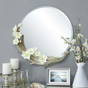 Round Decorative Wall Mirrors Self-adhesive Aesthetic Elegant Vintage Mirror Shower Room Espejos Con Luces Nursery Room Decor 1