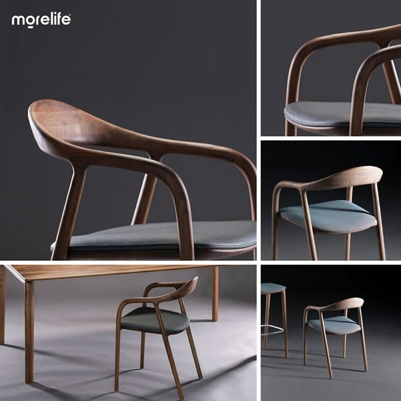 Nordic solid wood dining chairs modern minimalist restaurant furniture 5