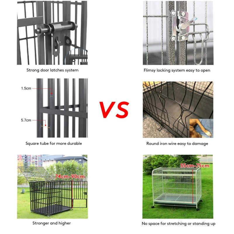 Rolling Heavy XXL Large Pet Cage Thick Metal Dog Crate Kennel Playpen with Tray 5