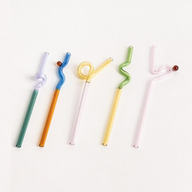 Ins Nordic Color Glass Straw Environmental Protection Special Shaped Lovely Coffee Mixing Twsiting Straws Reusable Straw 3