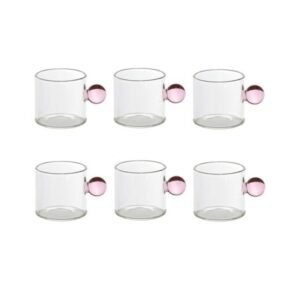 6PC Nordic Style Home Coffee Cups Small Tea Cup Espresso Cup Heat Resistant Glass Teacups Bucket Table Decor 110ml Capacity 1