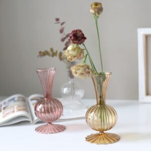 Vintage Glass Vase Transparent Nordic Table Set Art Decorative Flower Vase Home Decoration Room Decor Aesthetic 1