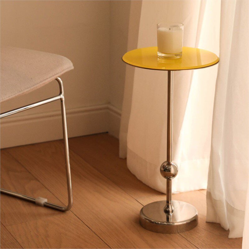 MOMO Sofa Bedside Small Coffee Table Modern Minimalist Creative Mini Small Table Removable Stainless Steel Glass Coffee Table 2