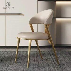 Nordic light luxury metal dining chairs modern comfortable backrest stainless steel leisure chairs 1