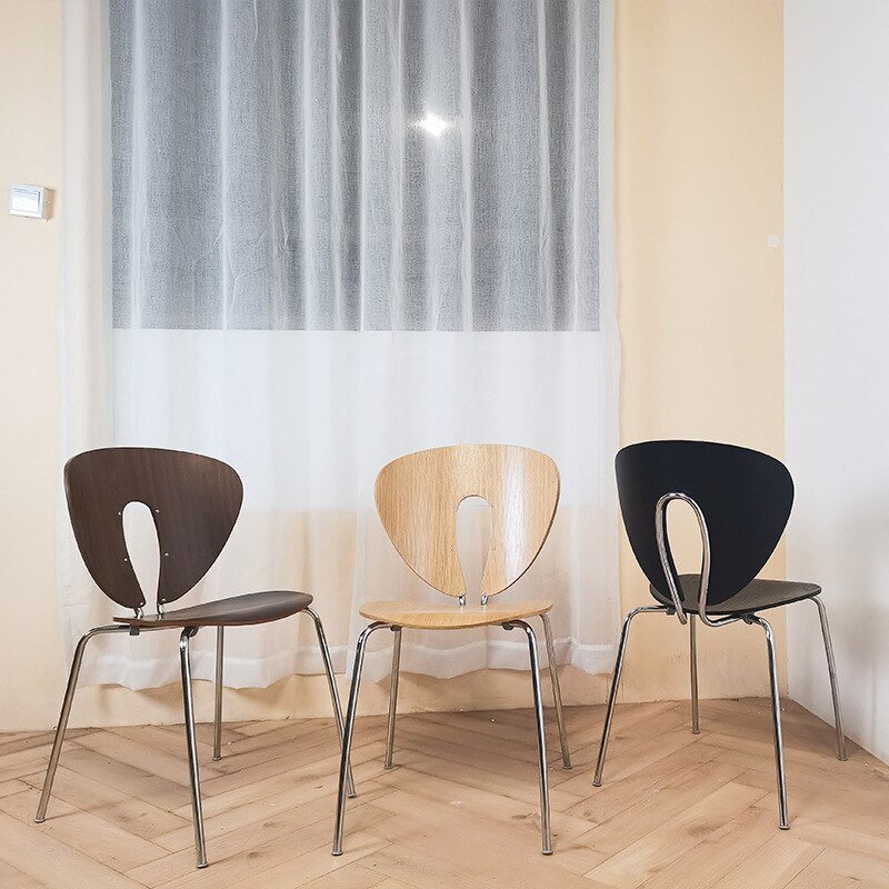 Nordic Home Small Apartment Dining Chair Modern Minimalist Backrest Shell Chair Retro Designer Cloak Chair Light Furniture 2023 3
