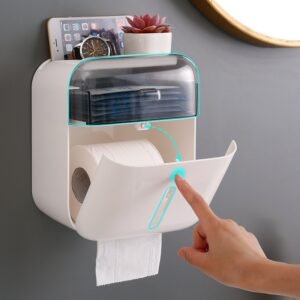 Paper towel box, perforated free creative paper drawer, wall mounted face paper box storage rack toilet paper holder paper towel 1