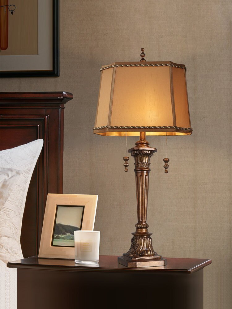 American Vintage Retro Classical Table Lamp LED E27 Resin Desk Lights Living/Model Room Bedroom Background Hotel Study Loft Cafe 3