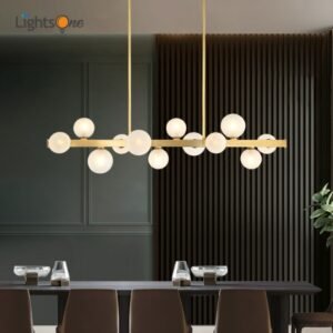 Modern minimalist copper restaurant chandelier light luxury creative magic bean lamp strip bar restaurant lamp 1
