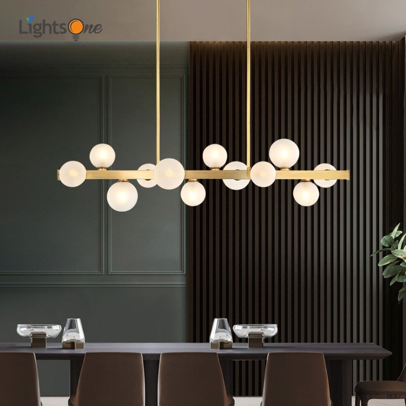 Modern minimalist copper restaurant chandelier light luxury creative magic bean lamp strip bar restaurant lamp 1
