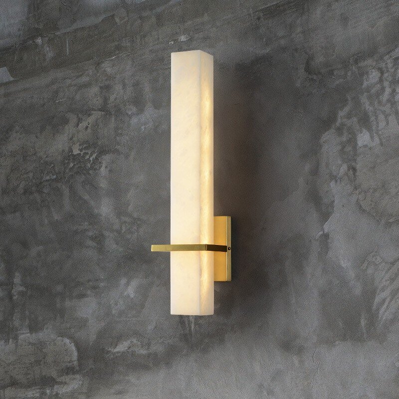 Contempory Copper Marble Wall Lamp Alabaster Sconce Fixture Light for Living Room Bedroom Bedside Minimalist Modern Home Decor 1