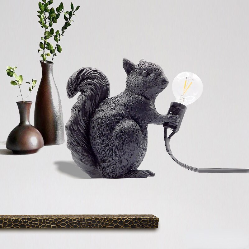 Creative Squirrel Night Lights Nordic Designer Cute Animal Table Lamp for Children Bedroom Bedside Bar Decor Lighting Appliance 5