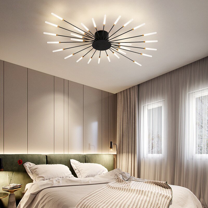 Nordic Gold Chandelier LED Ceiling Lights For Studyroom Bedroom Dining Room Foyer Kitchen Villa Apartment Indoor Home Lighting 5
