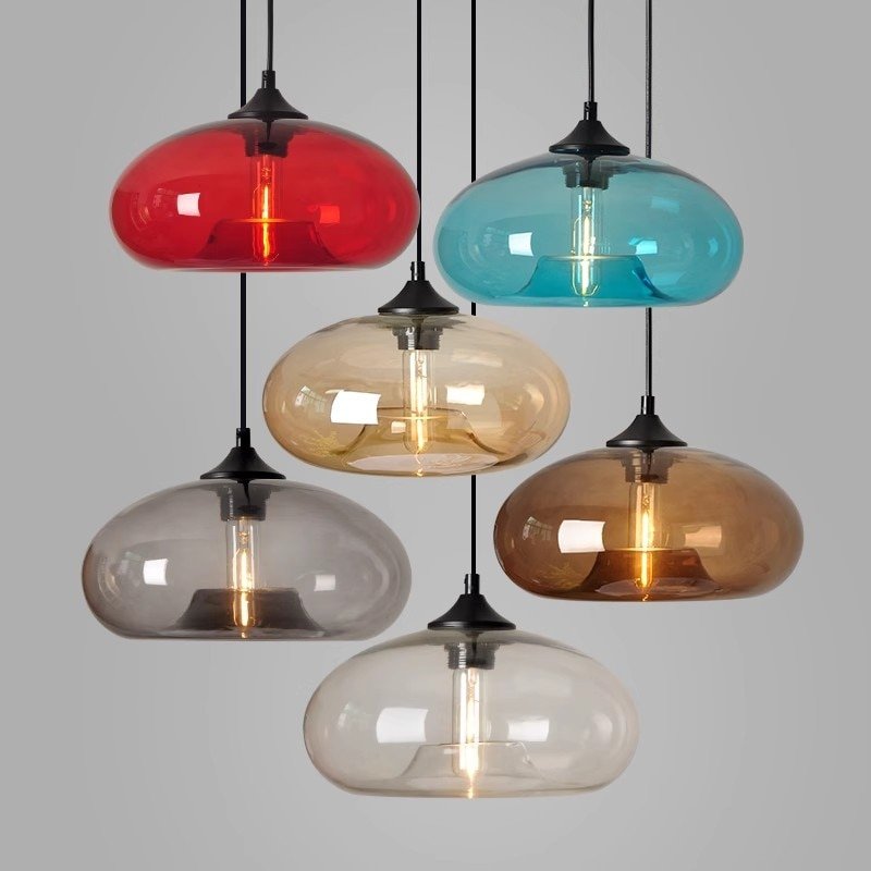 Modern Glass Colorful Pendant Lights for Restaurant Bar Shop Vintage Indoor Pendant Lamps Decoration Lighting LED Hang lamp 1