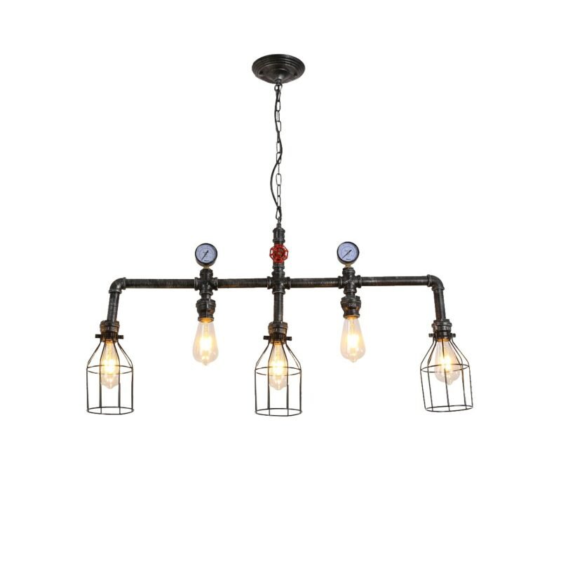 Industrial Style Loft  Country Water Pipe Pendant Lighting Retro Creative Personality Restaurant Bar Table Iron Cage Lamp Lights 5