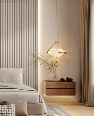 Nordic modern light luxury restaurant pendant light designer creative single head tawny glass bedroom bedside pendant lamp 1
