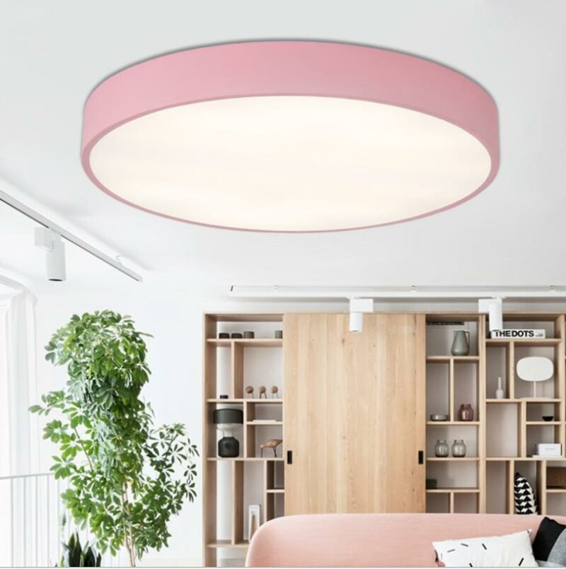 LED color macaron ceiling lamp Nordic round simple led children warm creative balcony bedroom ceiling lamp 1