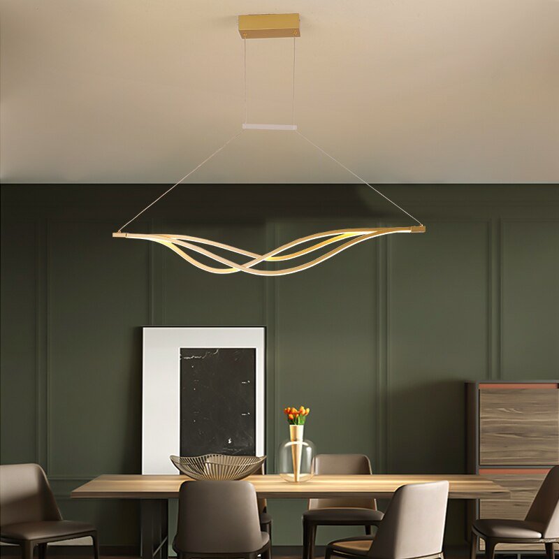 Gold Long Pendant Lights Dining Room Led Decorative Lamp Ceiling Hanging Kitchen For Bedroom LED Ceiling Chandelier 4