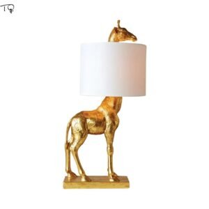 Designer Animal Cute Resin Giraffe Table Lamp Gold/White Art Decorative Desk Lights Living Room Study Bedroom Bedside Background 1