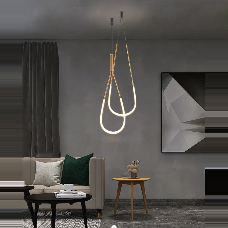 Nordic Retro Led Stainless Steel Minimalism Designer  Art Creative Hanging Lamps  Suspension Luminaire Lampen For Living Room 2