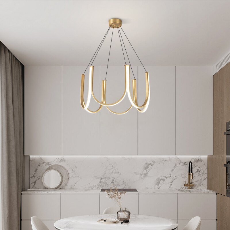 LED Pendant Modern Lights Minimalist U Shape Chandeliers Restaurant Bedroom Light Luxury Home Decor Hanging Lamp 4