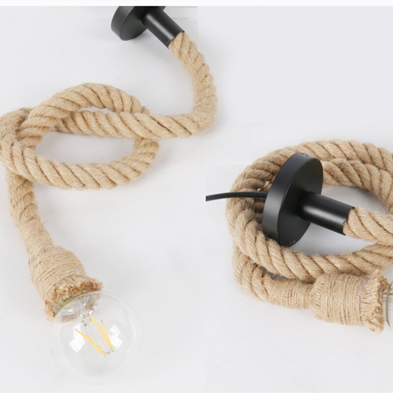 AC90-260V E27 Hemp Rope  Pendant Lights Creative Personality Industrial Pendant Lamp for Restaurant Coffee Bar 4